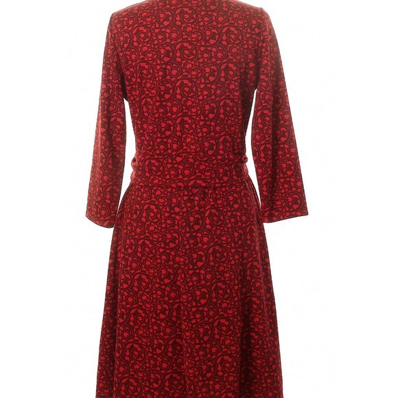 Lands' End Maroon & Red Floral Print Casual Dress, M - Picture 2 of 2